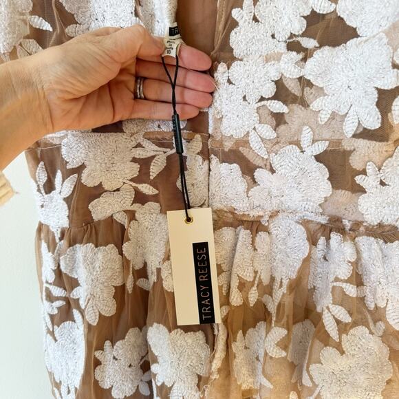 NWT Tracy Reese White Floral Embroidered Half Peplum Dress 10 - Picture 10 of 12